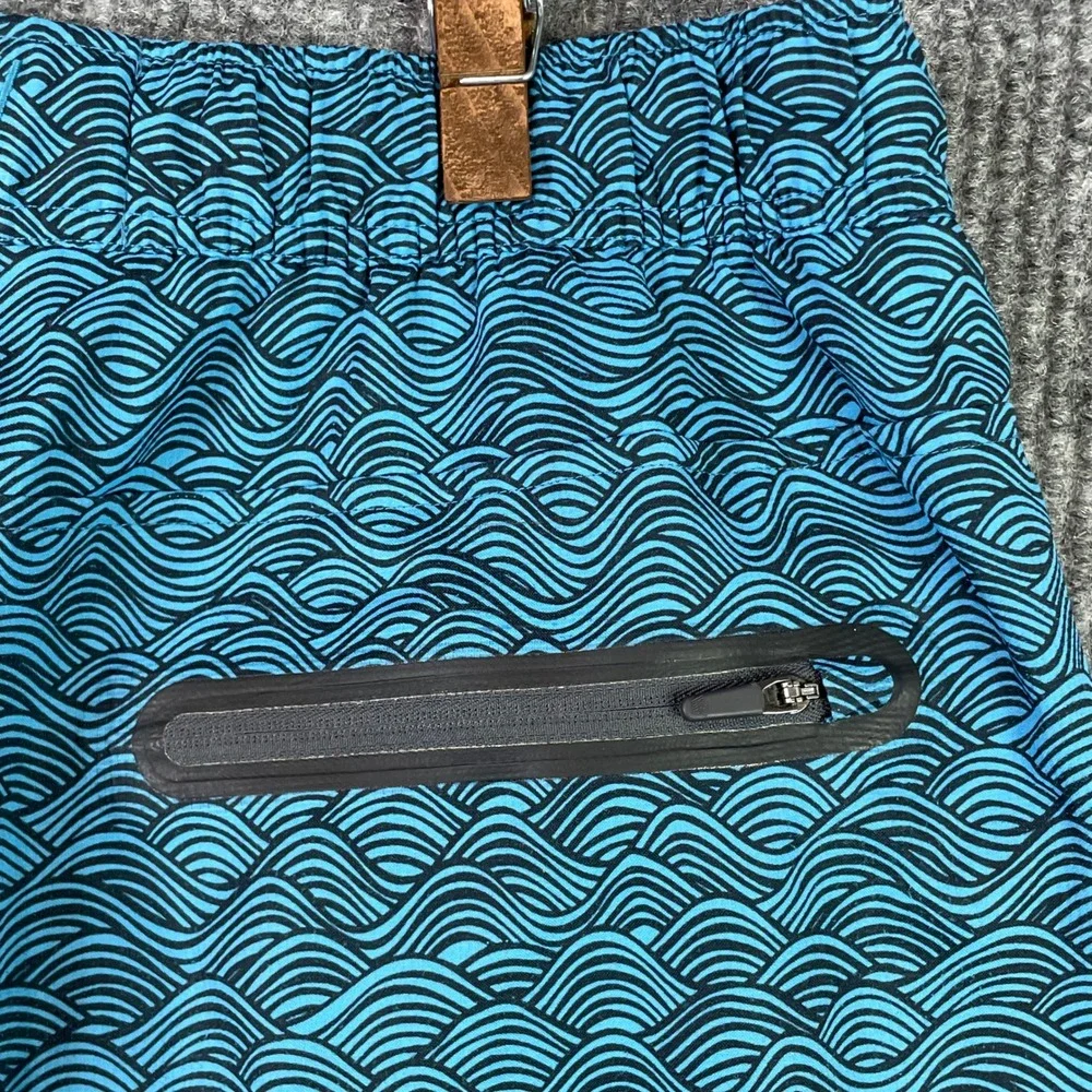 Mack Weldon Swim Trunks Mens Medium Blue Wave Print Board Shorts Lined 6